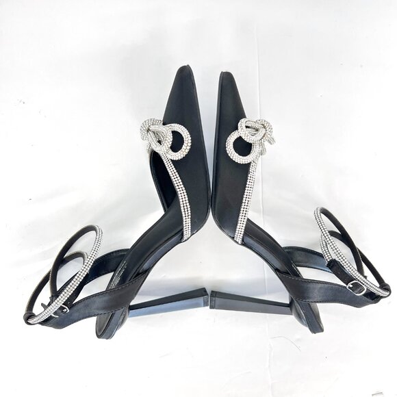 Sz 7.5 NWT Call It Spring Galaa Black Rhinestone Bow High Heels Women - Picture 7 of 14